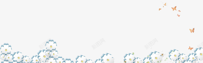 白色花朵装饰边框纹理png免抠素材_新图网 https://ixintu.com 免抠PNG 海报 白色 立体 花朵 蝴蝶 装饰 边框纹理