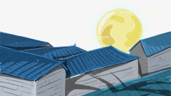 圆屋顶卡通手绘中秋节月圆屋顶装饰高清图片