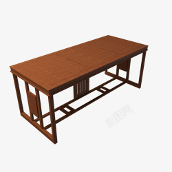 一套棕色复古中式书桌脚踩古典复古中式书桌高清图片