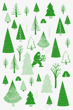 三角形树林矢量卡通绿色树林高清图片