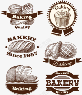 手绘面包店logo矢量图图标图标
