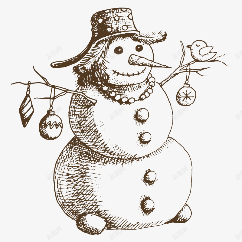 黑色手绘的圣诞节雪人png免抠素材_新图网 https://ixintu.com 免抠图 圣诞节 帽子 手绘雪人 效果图 装饰图 装饰画 雪人