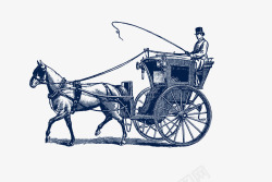 驾驶免扣PNG图手绘古典的马车效果图高清图片