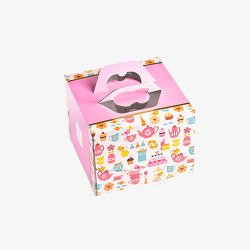 生日蛋糕手提盒粉红茶壶西点盒高清图片
