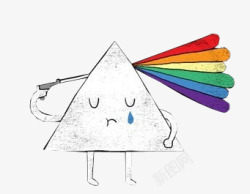 淋雨的三角形君创意打伞的三角形高清图片