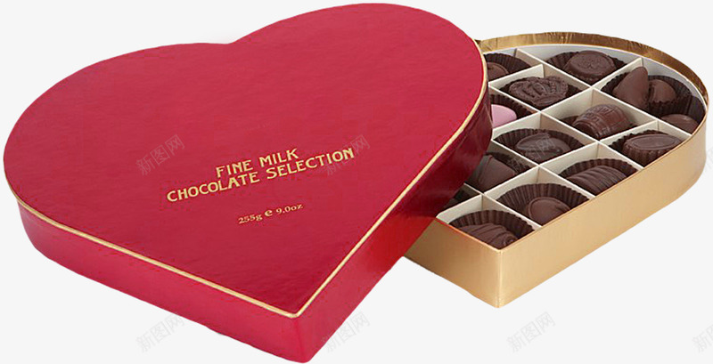 心形巧克力盒png免抠素材_新图网 https://ixintu.com 包装盒 甜品 盒子 红色 食品