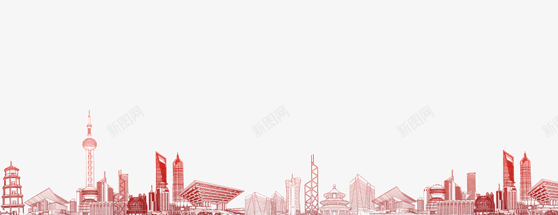 粉色手绘的城市剪影png免抠素材_新图网 https://ixintu.com 动漫动画 卡通手绘 城市剪影 建筑物 粉色 装饰图