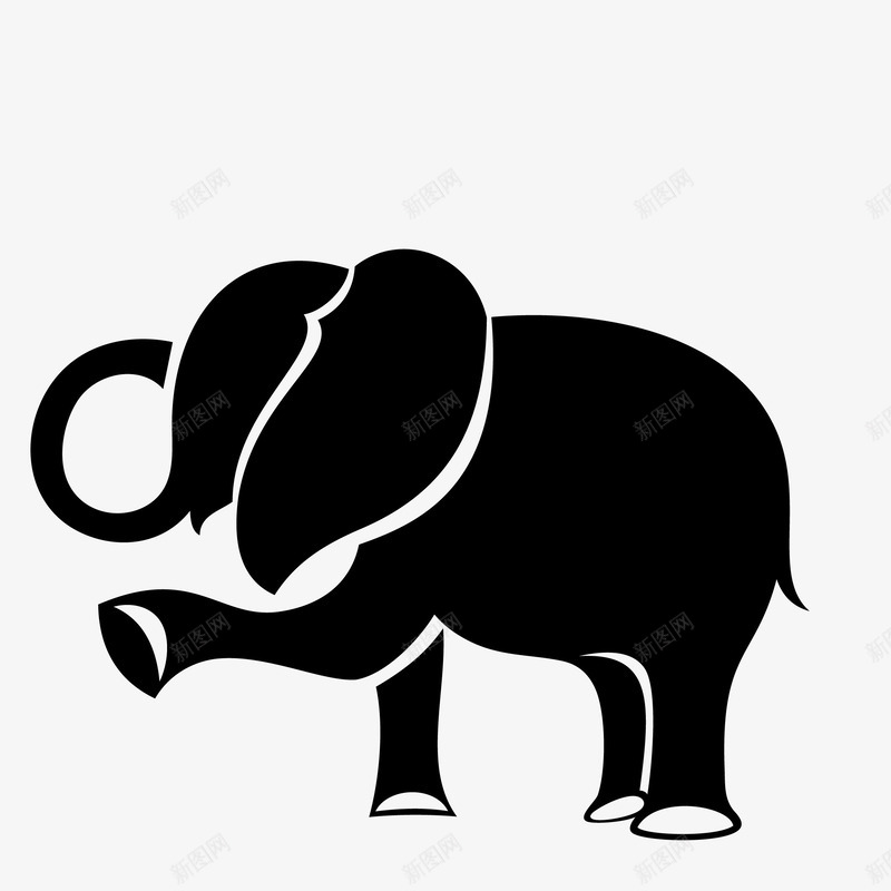 黑色手绘的大象动物图标png_新图网 https://ixintu.com 免抠图 动物 大象 效果图 装饰图 装饰画 黑色