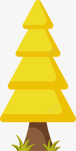 手绘黄色三角树素材