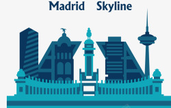 马德里旅游西班牙首都马德里建筑剪影素高清图片