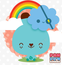 卡通可爱小兔云朵素材