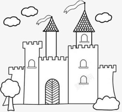 梦幻童话城堡简笔画图案素材