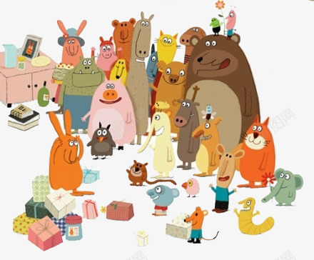小动物聚会png免抠素材_新图网 https://ixintu.com 儿童 儿童插画 卡通 卡通人物 卡通动物 插画 故事 梦幻 童话 童话森林 聚会