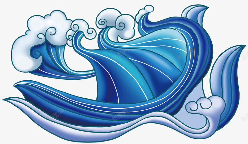 蓝色手绘的海浪装饰png免抠素材_新图网 https://ixintu.com 免抠图 手绘海浪 效果图 海浪装饰 蓝色海浪 装饰图 装饰画