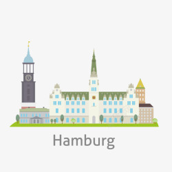 汉堡市手绘卡通城市背景高清图片