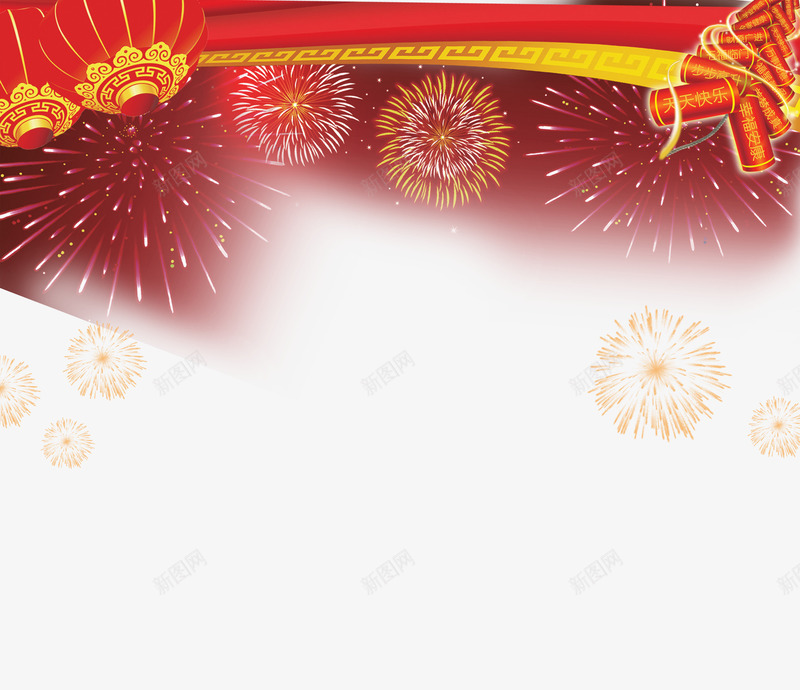 新年喜庆psd免抠素材_新图网 https://ixintu.com 免抠大图下载 喜庆素材 新年 灯笼 烟花