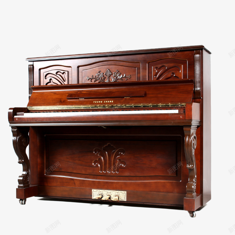 棕色复古花纹钢琴png免抠素材_新图网 https://ixintu.com 中式 乐器 产品实物 卡罗德 复古 钢琴 音乐