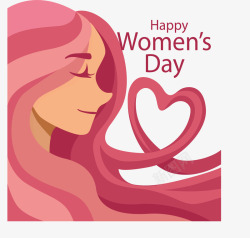 女人节免扣粉红色头发妇女节海报矢量图高清图片