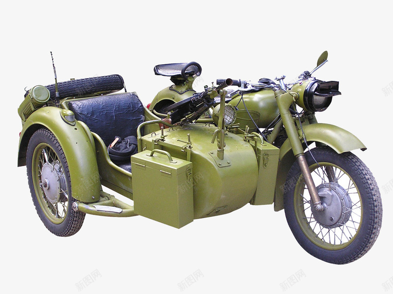 民国时期老式摩托车png免抠素材_新图网 https://ixintu.com 上世纪 军用 复古 摩托车