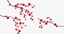 浪漫红梅树枝中国风红色梅花树枝矢量图高清图片