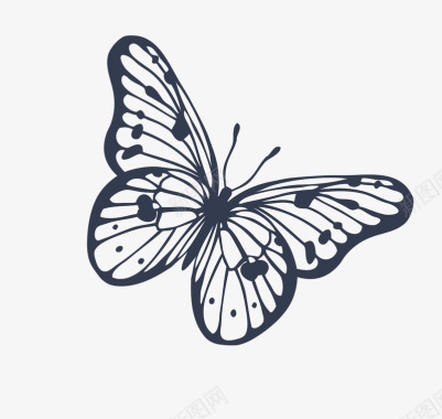 美丽的卡通蝴蝶手绘图标图标