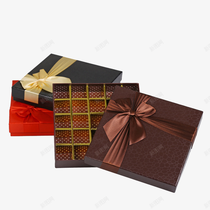 蝴蝶结巧克力糖果包装盒png免抠素材_新图网 https://ixintu.com 分格包装盒 甜蜜礼物盒 空盒子 糖果包装盒