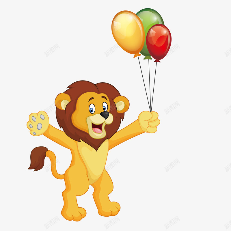 拿着气球的卡通狮子png免抠素材_新图网 https://ixintu.com 免抠图 动物 卡通狮子 效果图 气球 狮子 装饰图 装饰画