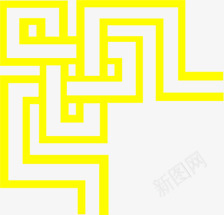 黄色线条中式边框png免抠素材_新图网 https://ixintu.com 中式 线条 边框 黄色