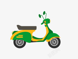 绿色的卡通摩托车素材