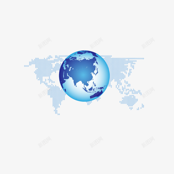 地球png免抠素材_新图网 https://ixintu.com 矢量地球 立体图形 粒子圆点 蓝色