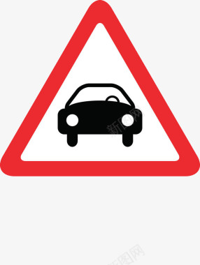 扁平道路三角形汽车安全提示牌P图标图标