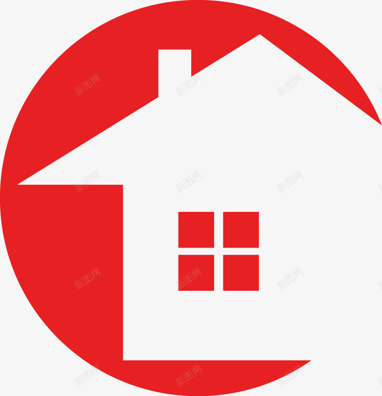 红色房屋扁平标志图标png_新图网 https://ixintu.com logo 建筑 房屋 扁平