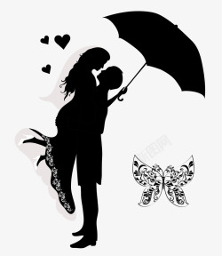 黑色雨伞插画情侣背景矢量图高清图片