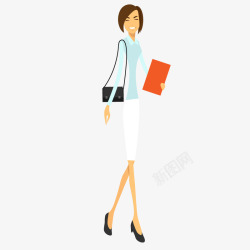 女领导办公拿着文件夹时尚办公白领美女矢量图高清图片