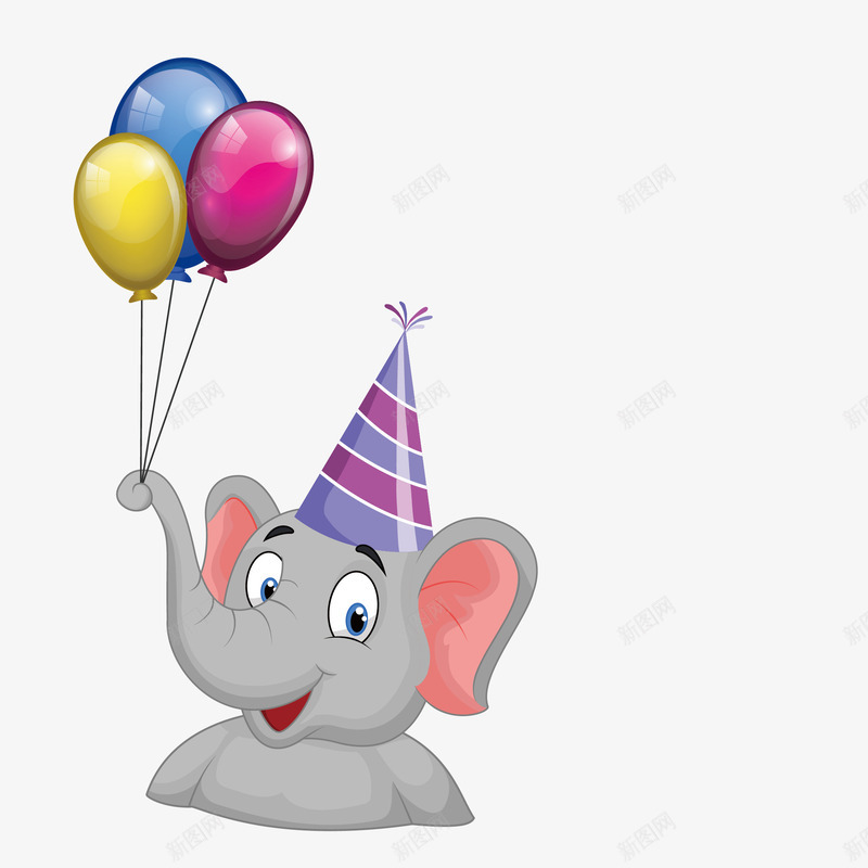 大象鼻子上面的气球png免抠素材_新图网 https://ixintu.com 免抠图 卡通动物 大象 帽子 效果图 气球 装饰图 装饰画