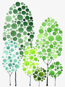 绿色系圆点树素材