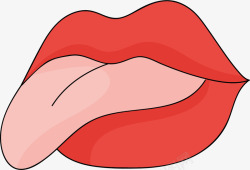红色嘴唇边的舌头素材