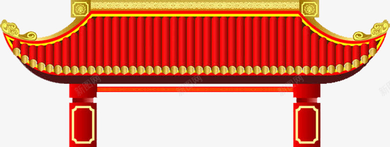中国风门png免抠素材_新图网 https://ixintu.com 中国风 喜庆 新年门 楼