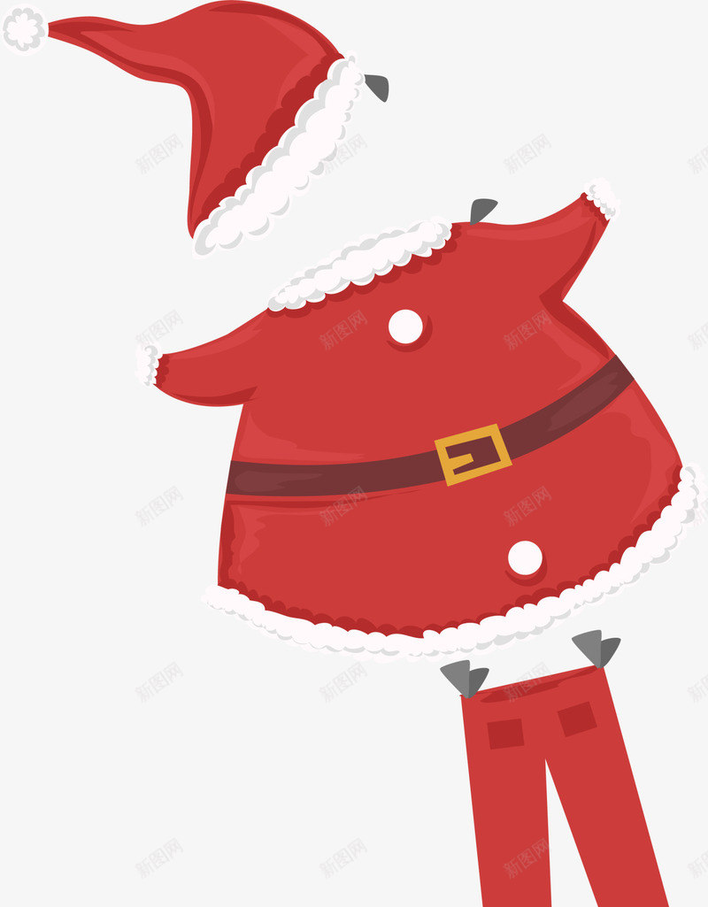 圣诞节圣诞老人服饰png免抠素材_新图网 https://ixintu.com 喜庆 圣诞老人服饰 圣诞节服饰 红色圣诞帽 红色衣服 红色裤子