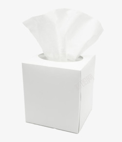 纯白色正方形纸质盒的抽纸巾实物素材