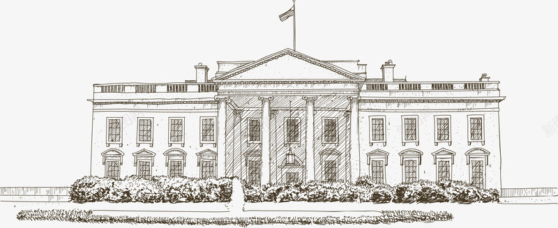 素描美国白宫png免抠素材_新图网 https://ixintu.com 手绘白宫 白宫 矢量素材 著名建筑
