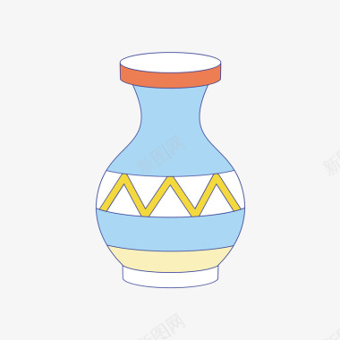 彩色扁平化古典花瓶元素图标图标