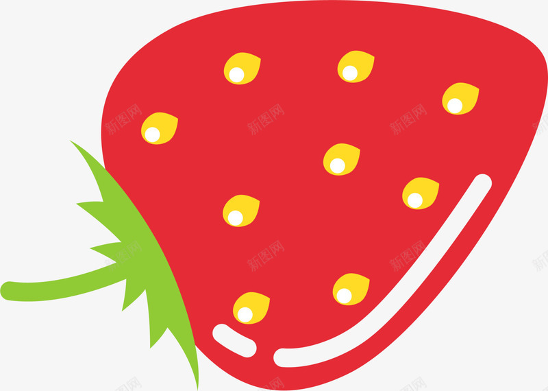 手绘红色草莓水果png免抠素材_新图网 https://ixintu.com 叶子 圆点 手绘水果 水彩 红色草莓 美味水果