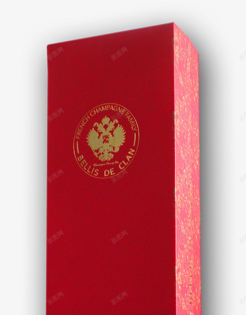 红色金纹红酒包装盒png免抠素材_新图网 https://ixintu.com 包装盒 红色金纹 红酒 装饰 设计