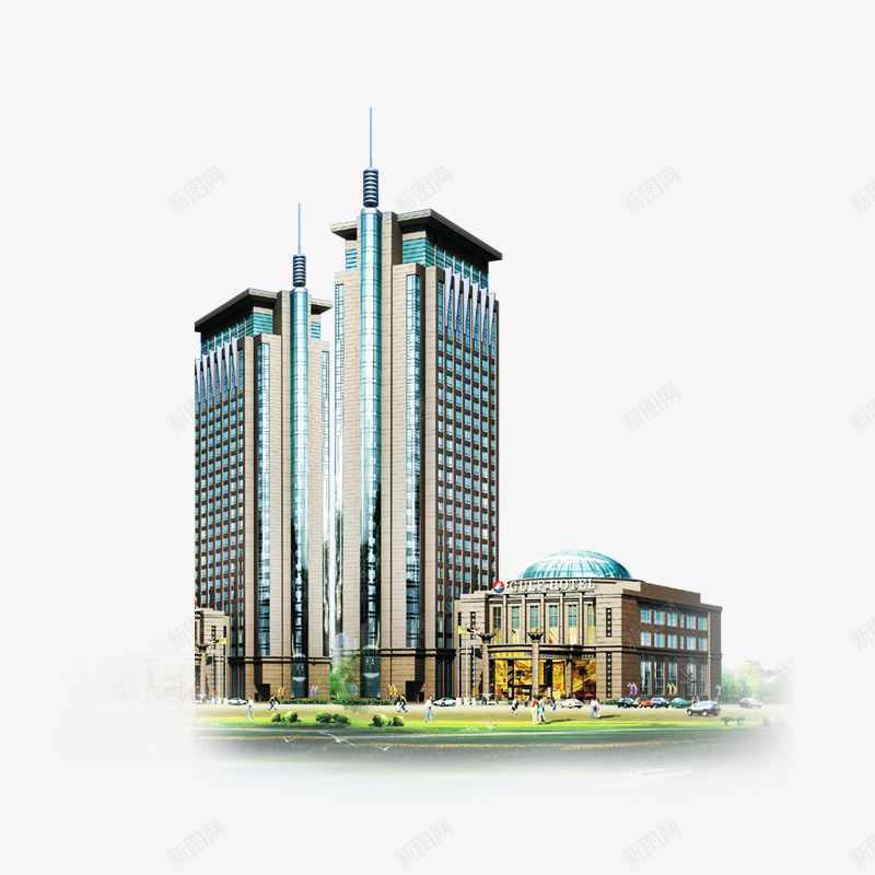 现代建筑psd免抠素材_新图网 https://ixintu.com 商业圈 房产 高楼
