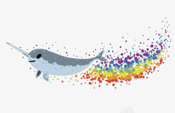 卡通彩虹独角鲸矢量图素材