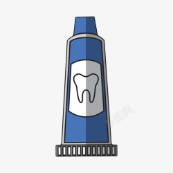 清新口气蓝色带牙齿图标的牙膏管卡通高清图片