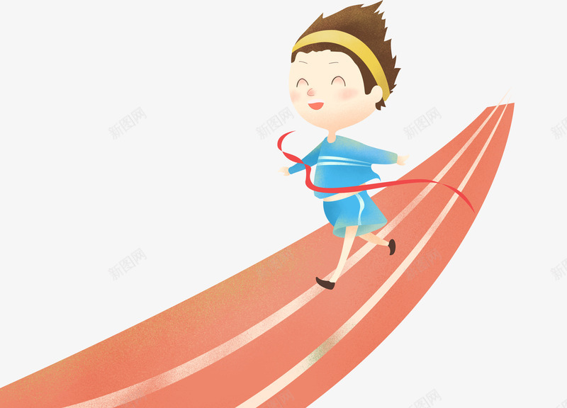 跑步的少女png免抠素材_新图网 https://ixintu.com 头发 彩带 漂亮 红色 蓝色 跑步 跑道 运动 黄色