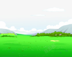 绿地草地淘宝素材绿色漫画草地蓝天高清图片
