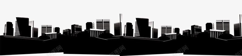 城市黑白剪影png免抠素材_新图网 https://ixintu.com 剪影 城市 房屋 手绘城市 黑色